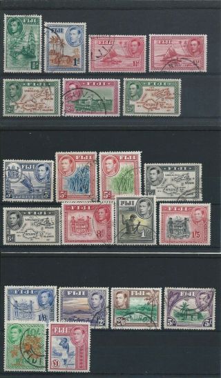 Fiji 1938 - 55 Set Of Twenty - One (no 2d Die 2) Fu Sg 249/266b Cat £140