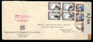 Argentina - 1945 Censored Airmail Cover To Port - Of - Spain,  Trinidad