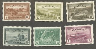 Canada 1946 Pictorials Scott 268 - 273,  Nh (couple Gum Disturbances) Stk Al