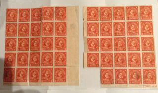 Chile 1911 2 Block Of More Than 45 Scarlet Stamps,  Sc 99 M Nh Pedro De Valdivia