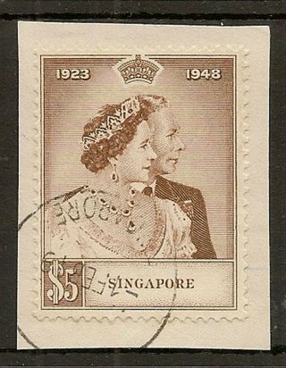 Singapore 1948 $5 Royal Silver Wedding Sg32 Fu