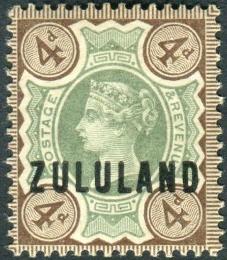 Zululand - 1888 - 93 4d Green & Deep Brown.  A Lightly Mounted Example Sg 6