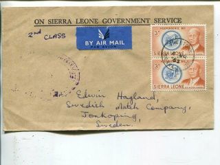 Sierra Leone Air Mail Second Class Cover To Sweden 1963