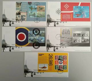 2018 Royal Mail Raf Set Of 5 Booklet Pane Fdc 5 Different Postmarks