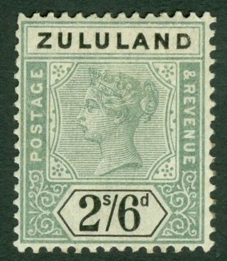 Sg 26 Zululand 1894 - 96 2/6 Green & Black.  A Very Lightly Mounted Example.