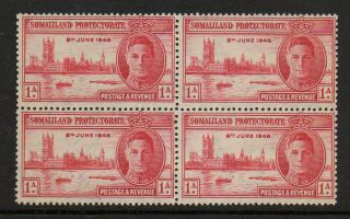 Somaliland 1946 Victory 1a Perf 13.  5 Sg117a Unmounted Block 4 Stamps
