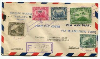 Nicaragua 1931 Registered Airmail Cover To Leipzig,  Germany Via Miami,  Fla Usa