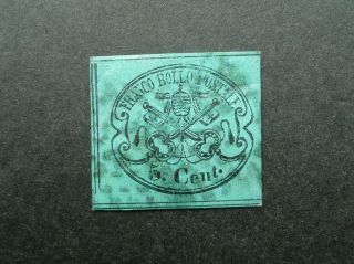 Papal States Vatican 1867 Coat Of Arms 5c Green Imperf Stamp - Fine - See