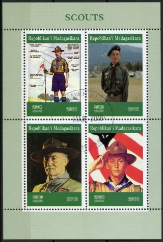 Madagascar 2019 Cto Boy Scouts Baden - Powell 4v M/s Scouting Stamps