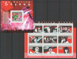 G945 2010 De Guinee Guinea Music Group The Rolling Stones 1sh,  1bl Mnh Stamps