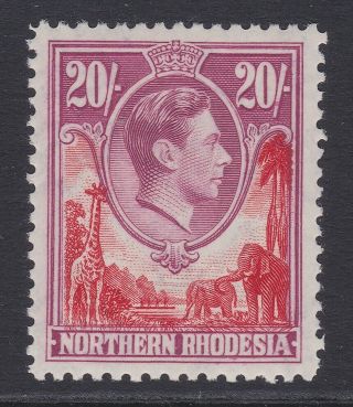 Northern Rhodesia Gvi 1938 - 52 20/ - Carmine - Red & Rose - Purple Sg45