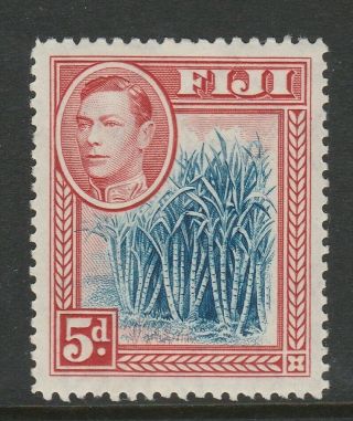 Fiji 1938 - 55 George Vi 5d Blue And Scarlet Sg 258 Mnh.