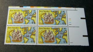 Us Stamp Plate Blocks Scott C117 Settling Of Sweden 1988 Mnh L266