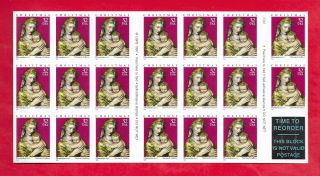 Madonna & Child Booklet Pane Of 20 Stamps (scott 