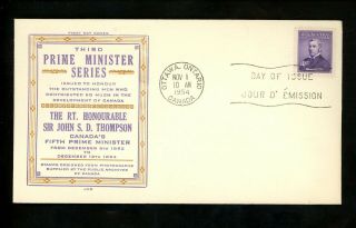Postal History Canada Fdc 349 - 350 Jcr Prime Ministers 1954 Ottawa On Set Of 2