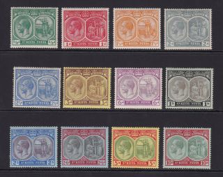 St Kitts & Nevis.  1920 - 22.  Sg 24 - 35,  1/2d To 10/ -.  Mounted.