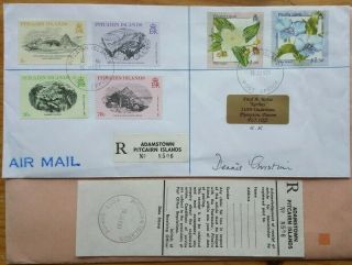 Pitcairn Islands 2001 Registered Cover Signed By Dennis Christian,  Receipt Form
