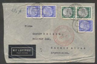 Germany To Argentina Air Cover 1937 Zeppelin Cachet 5 Stamps