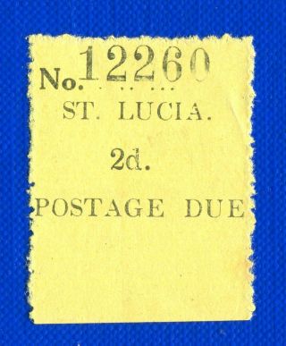 2d,  - Hinged,  Postage Due Stamp Of St.  Lucia.