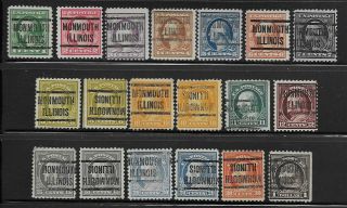 Illinois Precancels - Monmouth 204 - 19 1917 & 1918 Washington/franklins