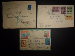 3 Albania To Us York Pennsylvania Stamp Covers R.  P.  Shqiperia Id 475