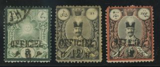 Persia Stamps - 3 Single Stamps Scott 66,  67 & 69