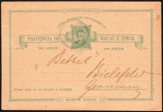 China Macau 1889’ Don Luis Card Via Hong Kong To Germany
