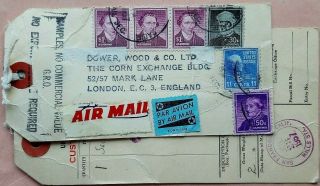 United States 1957 Parcel Tag & Customs Tag With 3 Different Airmail Labels