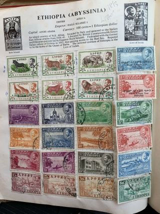 Old Album Pages Of Stamps From Ethiopia (the Strand)