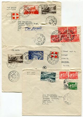 France 1951 Group Of Four Airmail Rate Covers To Jamaica,  Ny Usa - Lot 2