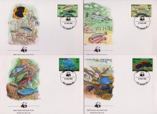 Grenada 1984 World Wildlife Fund - Fish - 4 First Day Covers Fdc - (6)