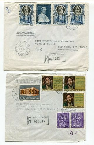 Vatican City 1965 / 1970 - Two Registered Airmail Covers To York,  Usa