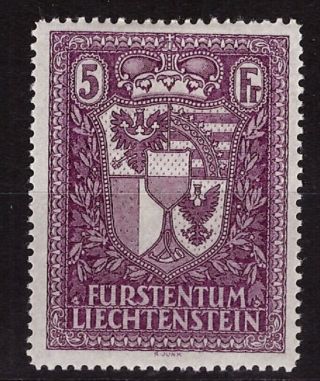 Liechtenstein - 1935 - Coat Of Arms - 5 Fr - Mng  - Perfect - Luxury
