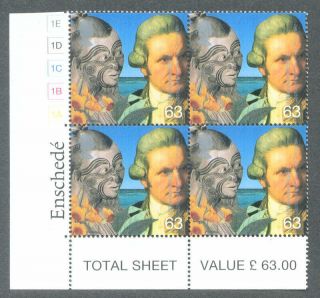 Captain Cook Explorer Great Britain Mnh Block Of 4 X 2nd Class Stamps