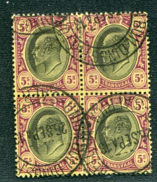 British South Africa Transvaal King 5/ Block Of 4