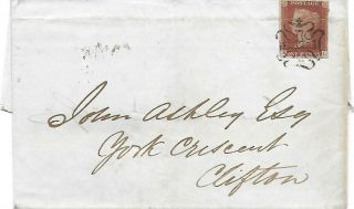 Sg8 1d Red Brown On Cover With A Number 12 In Maltese Cross 3 Margins To Bristol