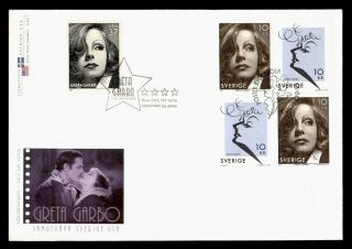 Dr Who 2005 Sweden Fdc Joint Issue Usa Greta Garbo Actress Cachet Combo E55464