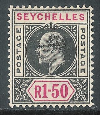 Seychelles 1903 Black/carmine 1r.  50c Crown Ca Sg55