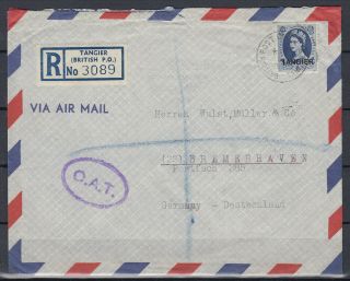 Tangier 1956 B.  P.  O.  Reg Cover To Germany With O.  A.  T.  Cancel