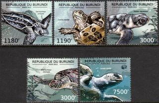 Sea Turtles (loggerhead/green/leatherback) Marine Life Stamp Set (2012 Burundi)