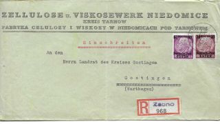 Germany Postal History Poland Occup Reg Cover Addr Gostingen Canc Zabno Yr 