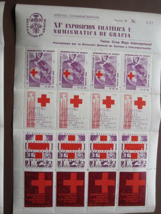 Xi Expo Filatelica Y Numismatica De Gracia 1960 - Red Cross - - Poster Stamps