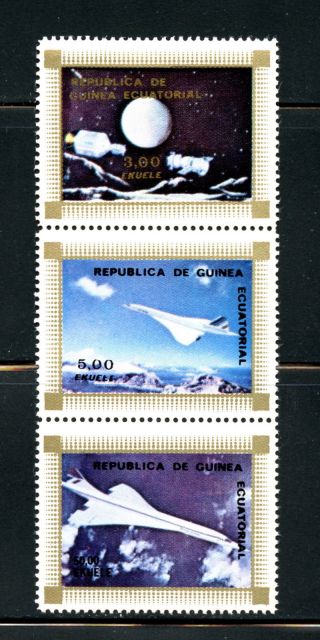 Equatorial Guinea 1976 Mi832 - 4 Space Concorde Aviation Strip Mnh H526