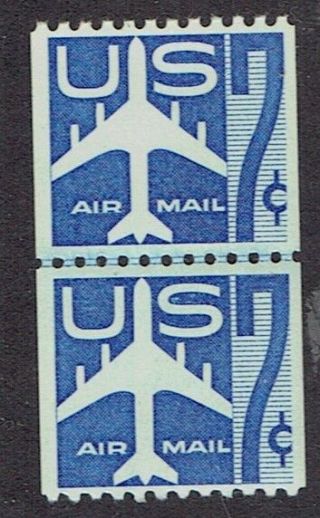 1958 U.  S.  Classic Airmail 7c Blue Coil Joint Line Pair Sc C52 Mint/nh/og