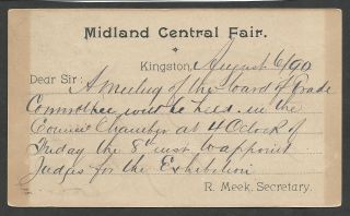 1890 Kingston FRO duplex on a postal card.  From the Midland Central Fair,  King 2
