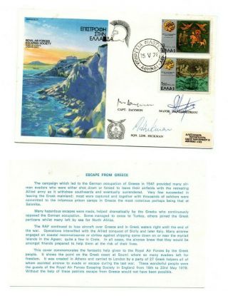 1978 Raf Escaping Society Sc20 Cover - Escape From Greece - Signed By Pilots