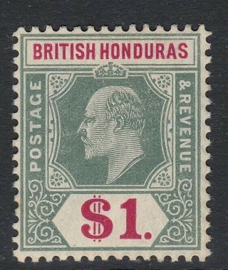 British Honduras 1907 $1 Grey - Green & Carmine Sg91 Mtd