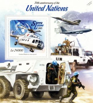 United Nations (un) Mil Mi - 8 Helicopter Aircraft Stamp Sheet (2015 Sierra Leone)