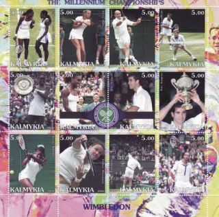 Famous Tennis Players On Stamps - 12 Stamp Sheet - 11c - 024