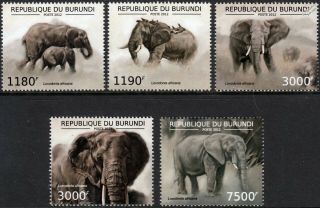 African Elephant (loxodonta Africana) Wild Animal Stamp Set (2012 Burundi)